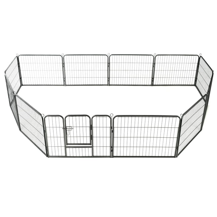 vidaXL || vidaXL Dog Playpen 12 Panels Steel 31.5"x23.6" Black 170573
