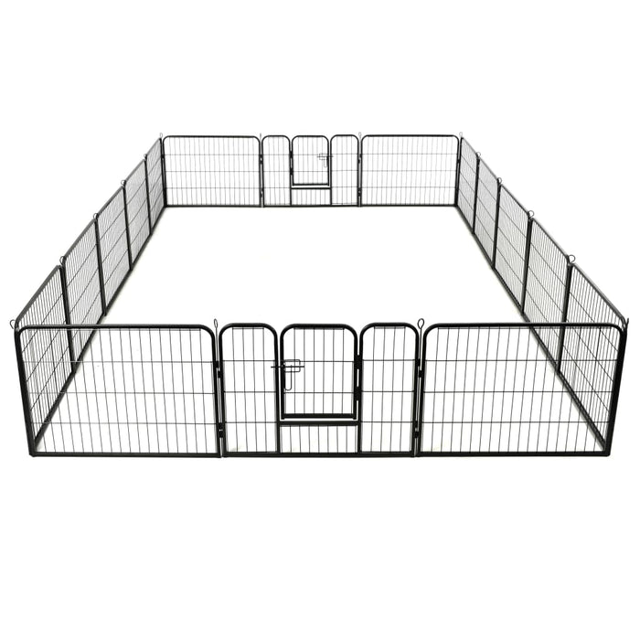 vidaXL || vidaXL Dog Playpen 16 Panels Steel 31.5"x23.6" Black 275492