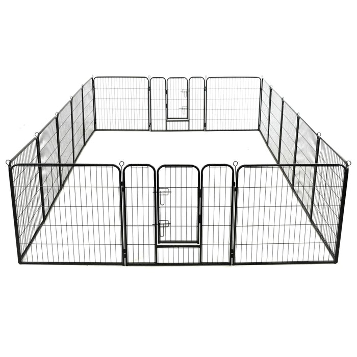 vidaXL || vidaXL Dog Playpen 16 Panels Steel 31.5"x31.5" Black 275491