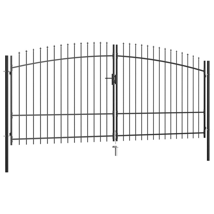 vidaXL || vidaXL Double Door Fence Gate with Spear Top 157.5"x88.6" 145741