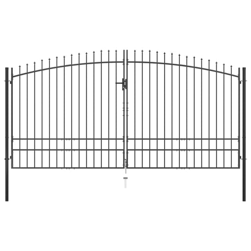 vidaXL || vidaXL Double Door Fence Gate with Spear Top 157.5"x97.6" 145742