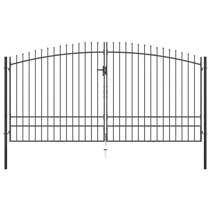vidaXL || vidaXL Double Door Fence Gate with Spear Top 157.5"x97.6" 145742