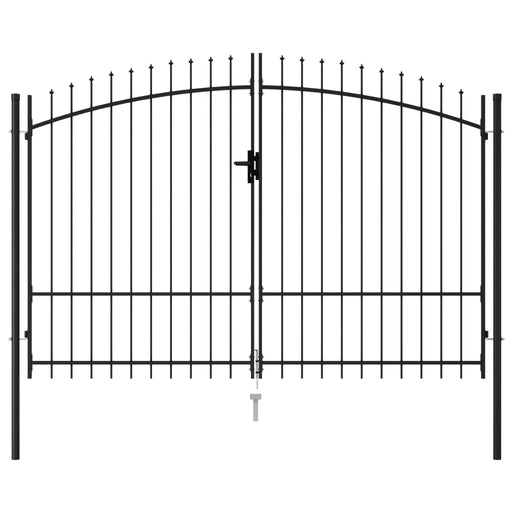 vidaXL || vidaXL Fence Gate Double Door with Spike Top Steel 9.8'x5.7' Black 145737