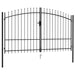 vidaXL || vidaXL Fence Gate Double Door with Spike Top Steel 9.8'x6.6' Black 145738