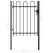vidaXL || vidaXL Fence Gate Single Door with Arched Top Steel 3.3'x3.9' Black 146030