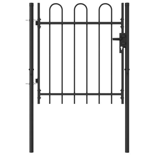 vidaXL || vidaXL Fence Gate Single Door with Arched Top Steel 39.4"x39.4" Black 146029
