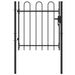 vidaXL || vidaXL Fence Gate Single Door with Arched Top Steel 39.4"x39.4" Black 146029