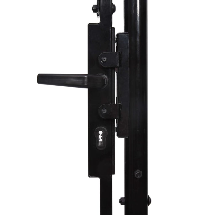 vidaXL || vidaXL Fence Gate Single Door with Arched Top Steel 39.4"x68.9" Black 145743