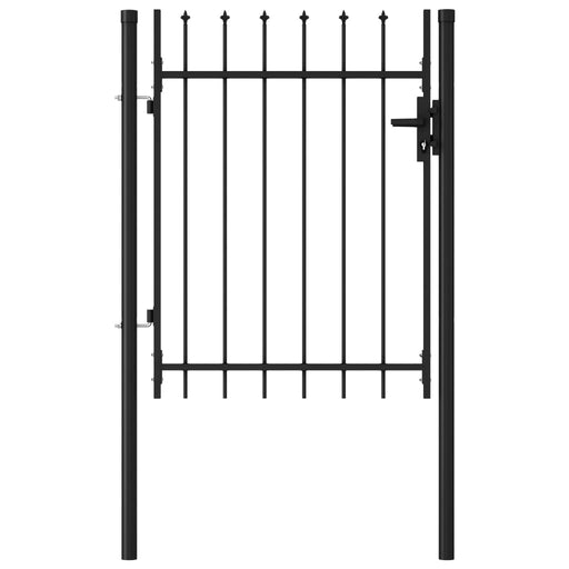 vidaXL || vidaXL Fence Gate Single Door with Spike Top Steel 3.3'x3.9' Black 146033