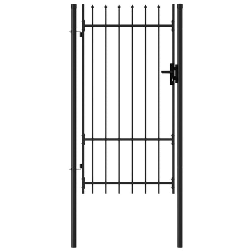 vidaXL || vidaXL Fence Gate Single Door with Spike Top Steel 3.3'x5.7' Black 145745