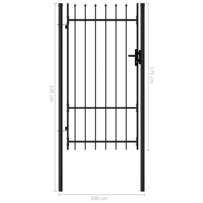 vidaXL || vidaXL Fence Gate Single Door with Spike Top Steel 3.3'x5.7' Black 145745