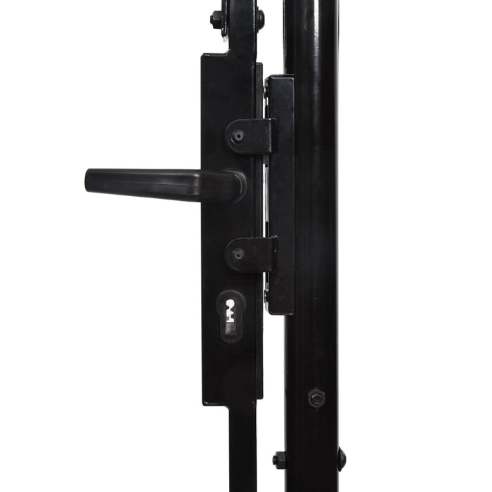 vidaXL || vidaXL Fence Gate Single Door with Spike Top Steel 3.3'x6.6' Black 145746