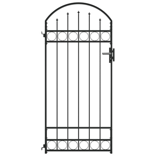 vidaXL || vidaXL Fence Gate with Arched Top Steel 35"x78.7" Black 145750