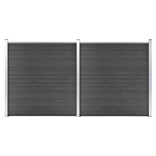 vidaXL || vidaXL Fence Panel Set WPC 139"x73.2" Black 3070429