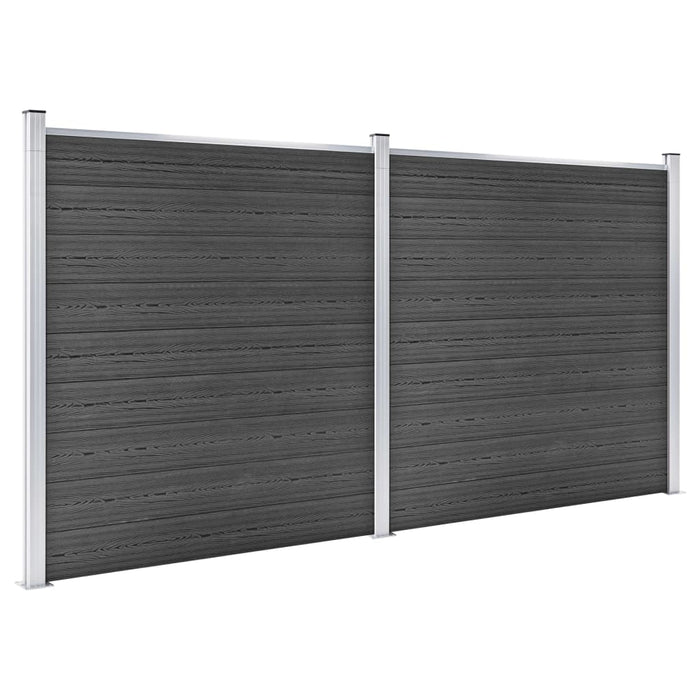 vidaXL || vidaXL Fence Panel Set WPC 139"x73.2" Black 3070429