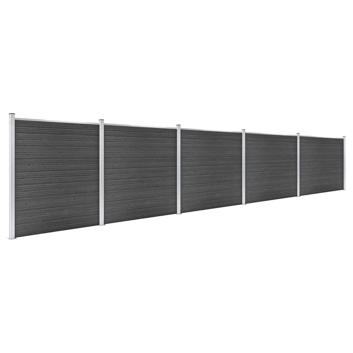 vidaXL || vidaXL Fence Panel Set WPC 343.3"x73.2" Black 3070432