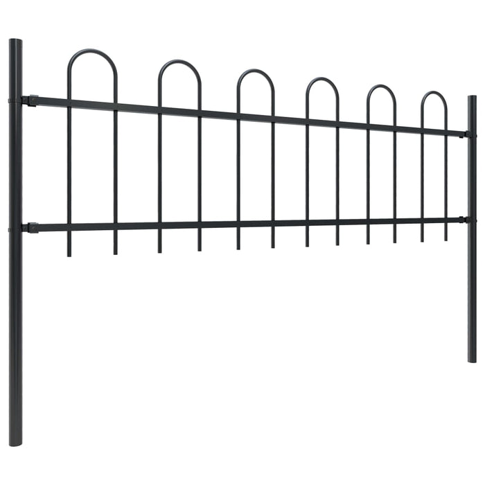 vidaXL || vidaXL Garden Fence with Hoop Top Steel 11.2ft Black 277639