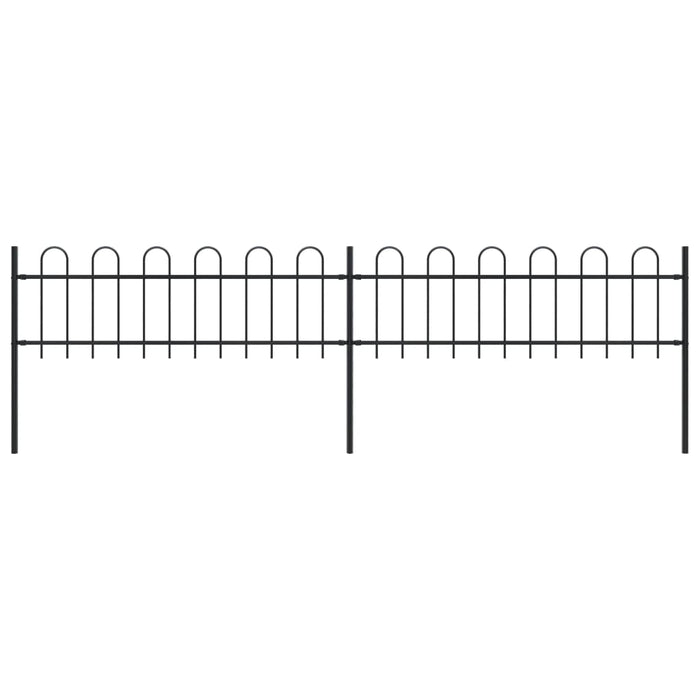 vidaXL || vidaXL Garden Fence with Hoop Top Steel 11.2ft Black 277639