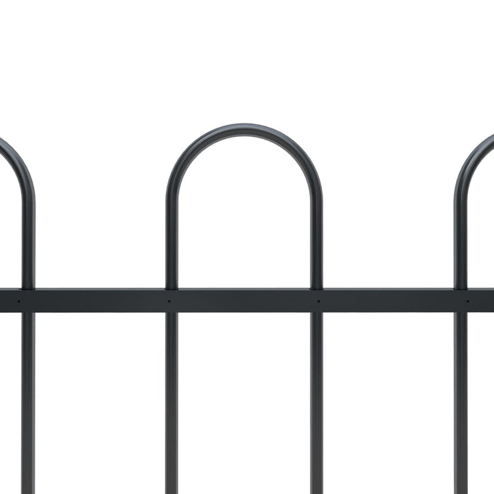vidaXL || vidaXL Garden Fence with Hoop Top Steel 11.2ft Black 277648