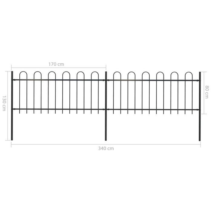vidaXL || vidaXL Garden Fence with Hoop Top Steel 11.2ft Black 277648