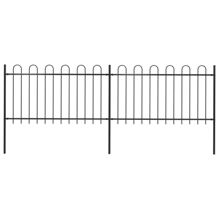 vidaXL || vidaXL Garden Fence with Hoop Top Steel 11.2ft Black 277657
