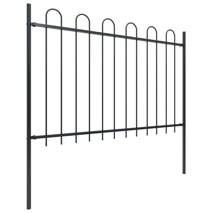vidaXL || vidaXL Garden Fence with Hoop Top Steel 11.2ft Black 277666