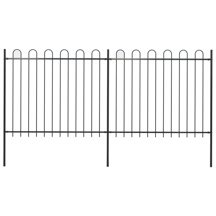 vidaXL || vidaXL Garden Fence with Hoop Top Steel 11.2ft Black 277675