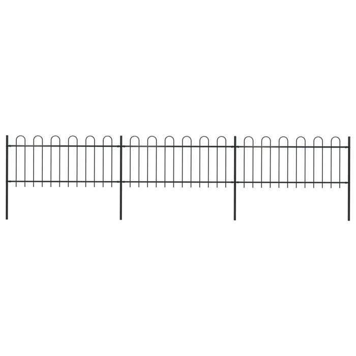 vidaXL || vidaXL Garden Fence with Hoop Top Steel 16.7ft Black 277649