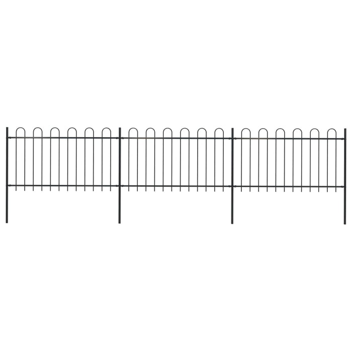 vidaXL || vidaXL Garden Fence with Hoop Top Steel 16.7ft Black 277658