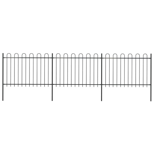 vidaXL || vidaXL Garden Fence with Hoop Top Steel 16.7ft Black 277667