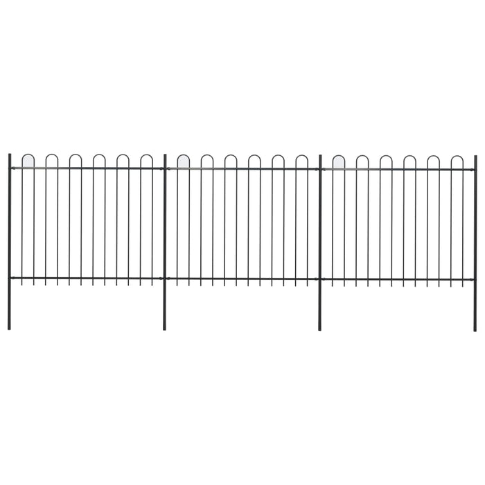 vidaXL || vidaXL Garden Fence with Hoop Top Steel 16.7ft Black 277676