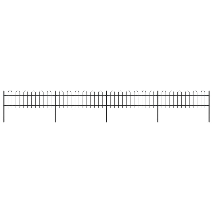 vidaXL || vidaXL Garden Fence with Hoop Top Steel 22.3ft Black 277641