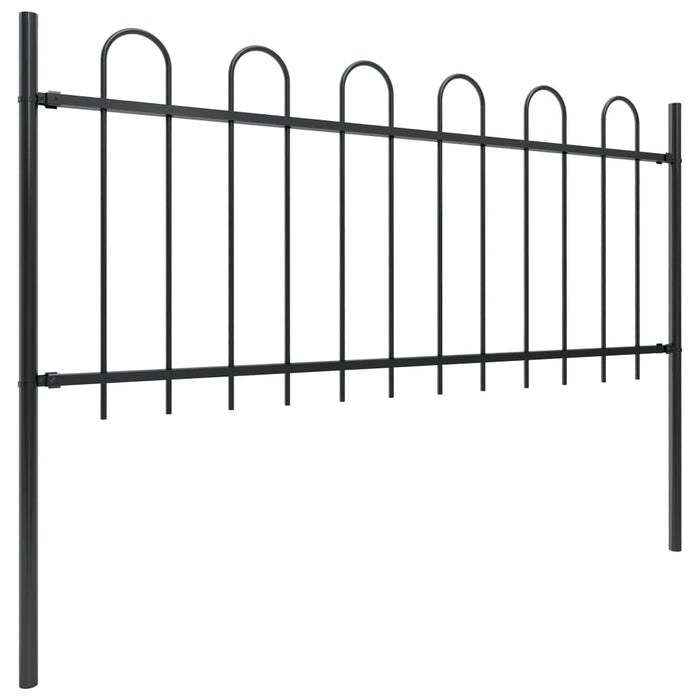 vidaXL || vidaXL Garden Fence with Hoop Top Steel 22.3ft Black 277650