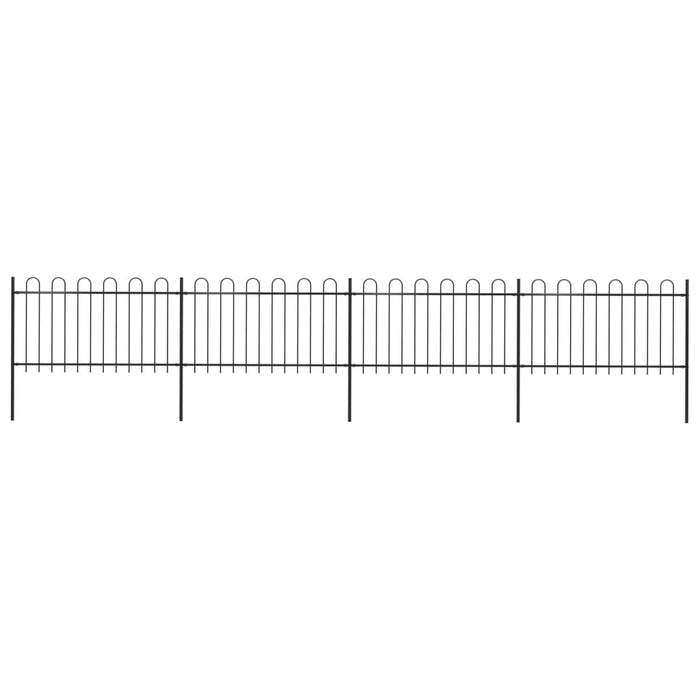 vidaXL || vidaXL Garden Fence with Hoop Top Steel 22.3ft Black 277659