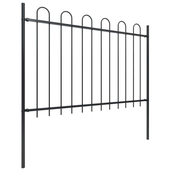 vidaXL || vidaXL Garden Fence with Hoop Top Steel 22.3ft Black 277668