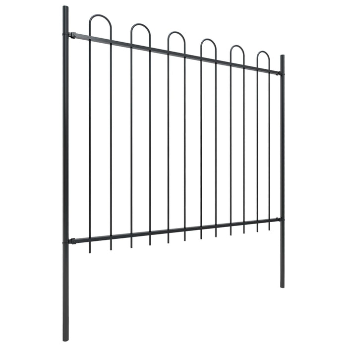 vidaXL || vidaXL Garden Fence with Hoop Top Steel 22.3ft Black 277677