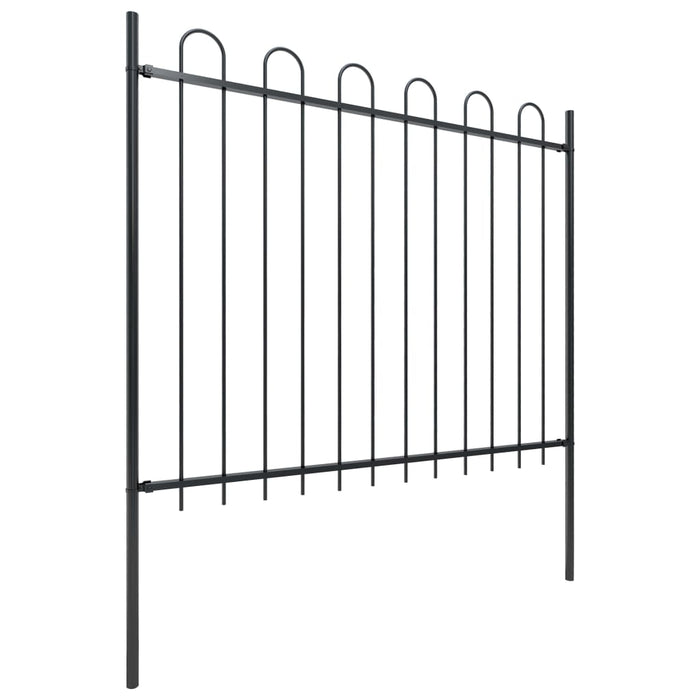 vidaXL || vidaXL Garden Fence with Hoop Top Steel 27.9ft Black 277678
