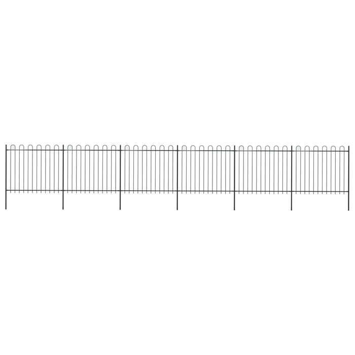 vidaXL || vidaXL Garden Fence with Hoop Top Steel 33.5ft Black 277679