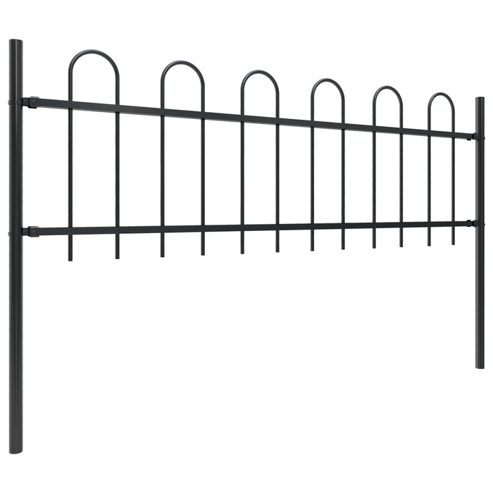 vidaXL || vidaXL Garden Fence with Hoop Top Steel 39ft Black 277644