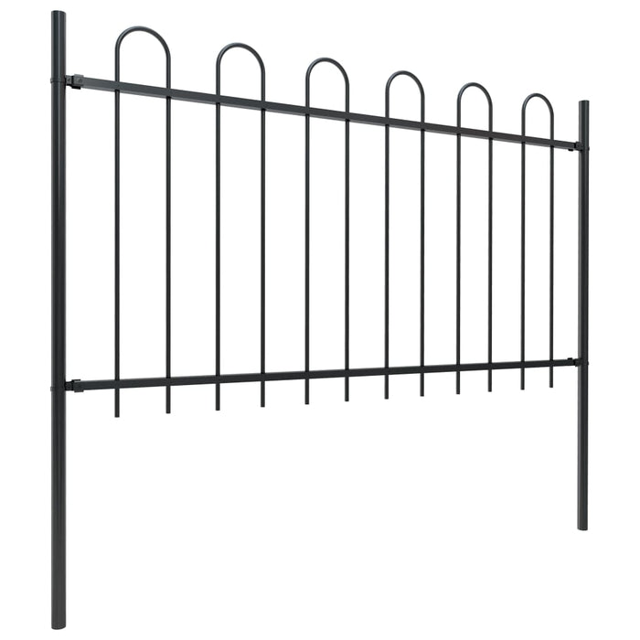 vidaXL || vidaXL Garden Fence with Hoop Top Steel 39ft Black 277662