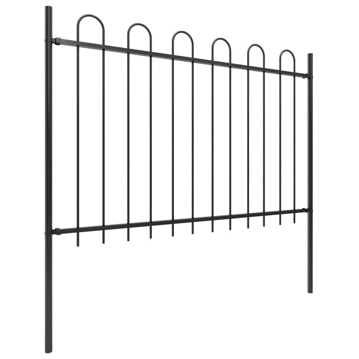 vidaXL || vidaXL Garden Fence with Hoop Top Steel 39ft Black 277671