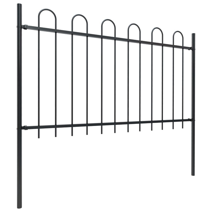 vidaXL || vidaXL Garden Fence with Hoop Top Steel 50.2ft Black 277664