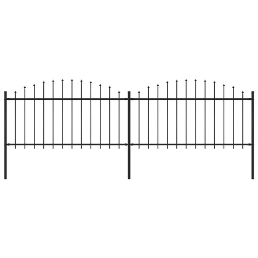 vidaXL || vidaXL Garden Fence with Spear Top Steel 11.2' Black 277731
