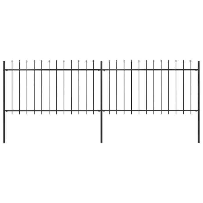 vidaXL || vidaXL Garden Fence with Spear Top Steel 133.9"x39.4" Black 277612