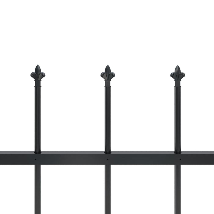 vidaXL || vidaXL Garden Fence with Spear Top Steel 133.9"x47.2" Black 277621