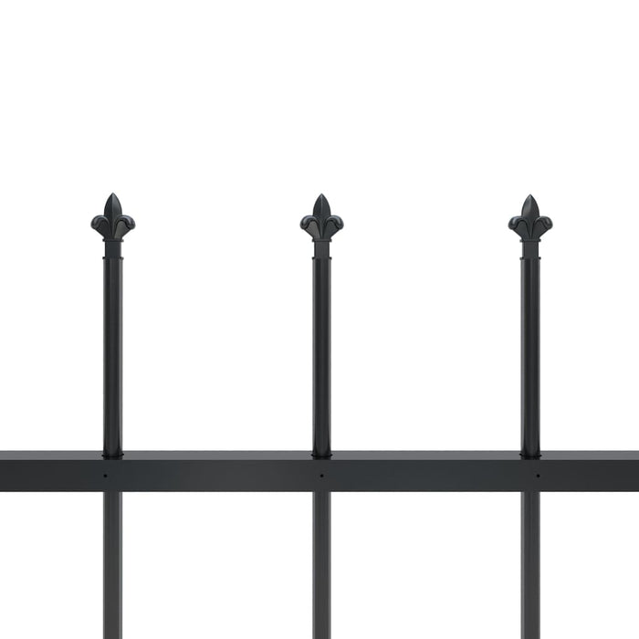 vidaXL || vidaXL Garden Fence with Spear Top Steel 133.9"x59.1" Black 277630