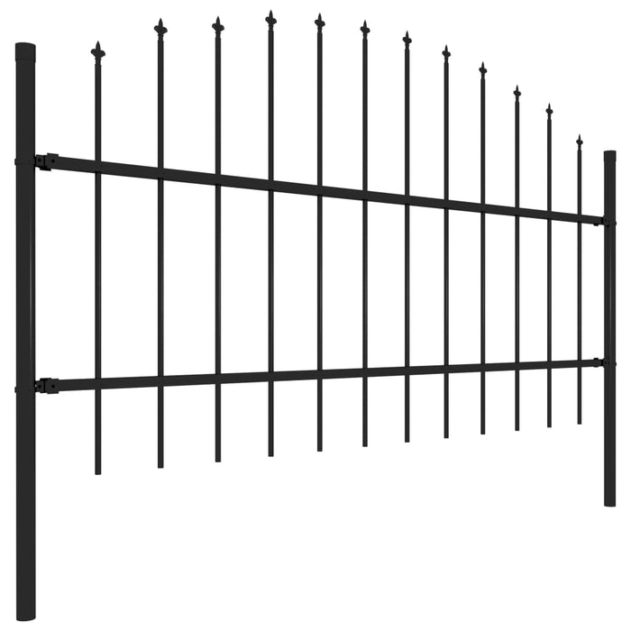vidaXL || vidaXL Garden Fence with Spear Top Steel 16.7' Black 277714