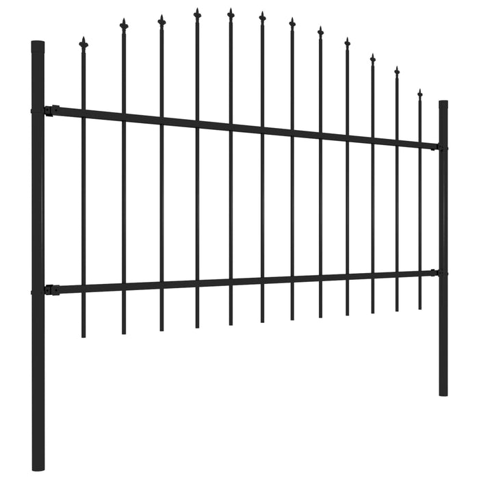 vidaXL || vidaXL Garden Fence with Spear Top Steel 16.7' Black 277723