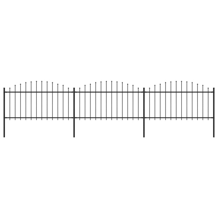 vidaXL || vidaXL Garden Fence with Spear Top Steel 16.7' Black 277732