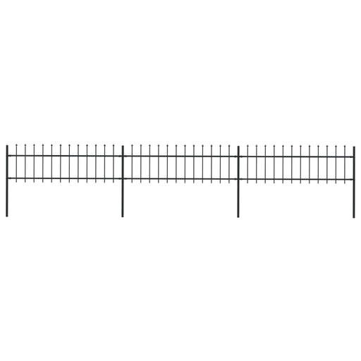 vidaXL || vidaXL Garden Fence with Spear Top Steel 200.8"x23.6" Black 277595